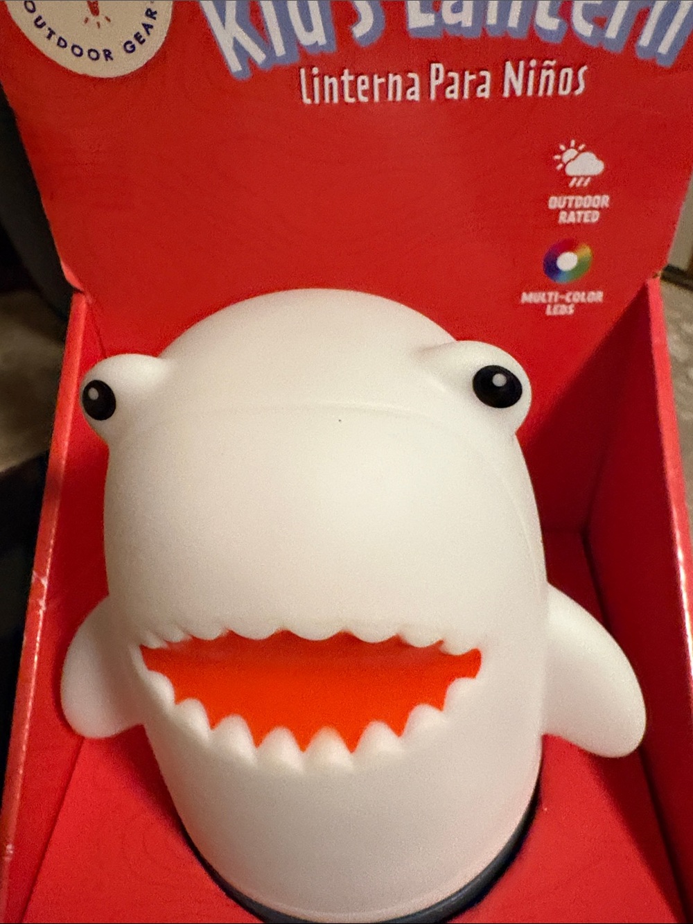 Kids Shark Night Light - White with Orange Mouth